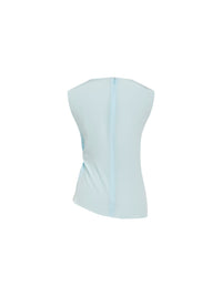 Top asymétrique en soie - Bleu Ciel