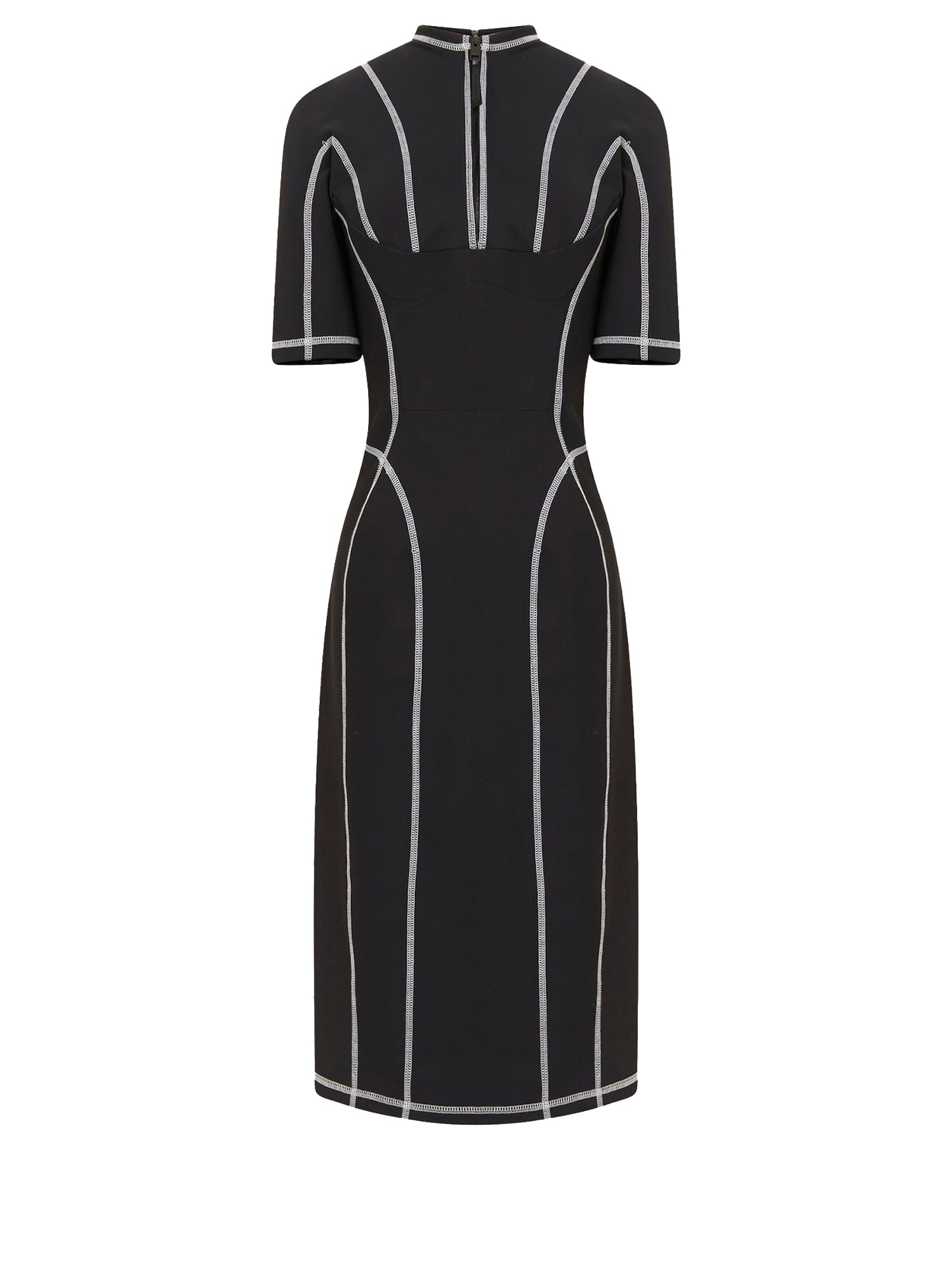 Robe midi en tissu technique avec surpiqȗres - Noir