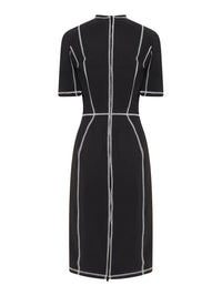 Robe midi en tissu technique avec surpiqȗres - Noir