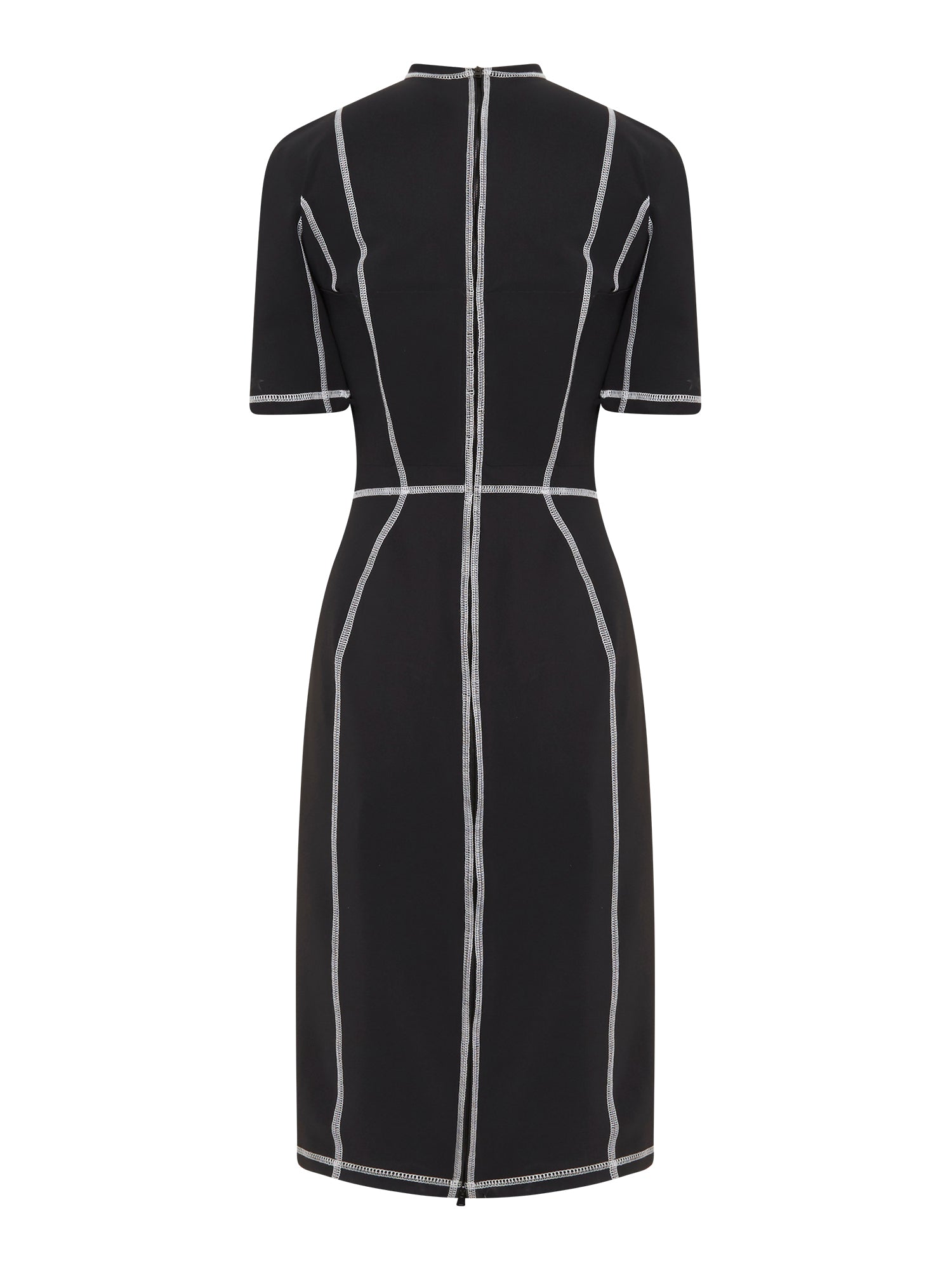 Robe midi en tissu technique avec surpiqȗres - Noir