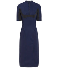 Robe midi en tissu technique avec surpiqȗres - Navy & Noir