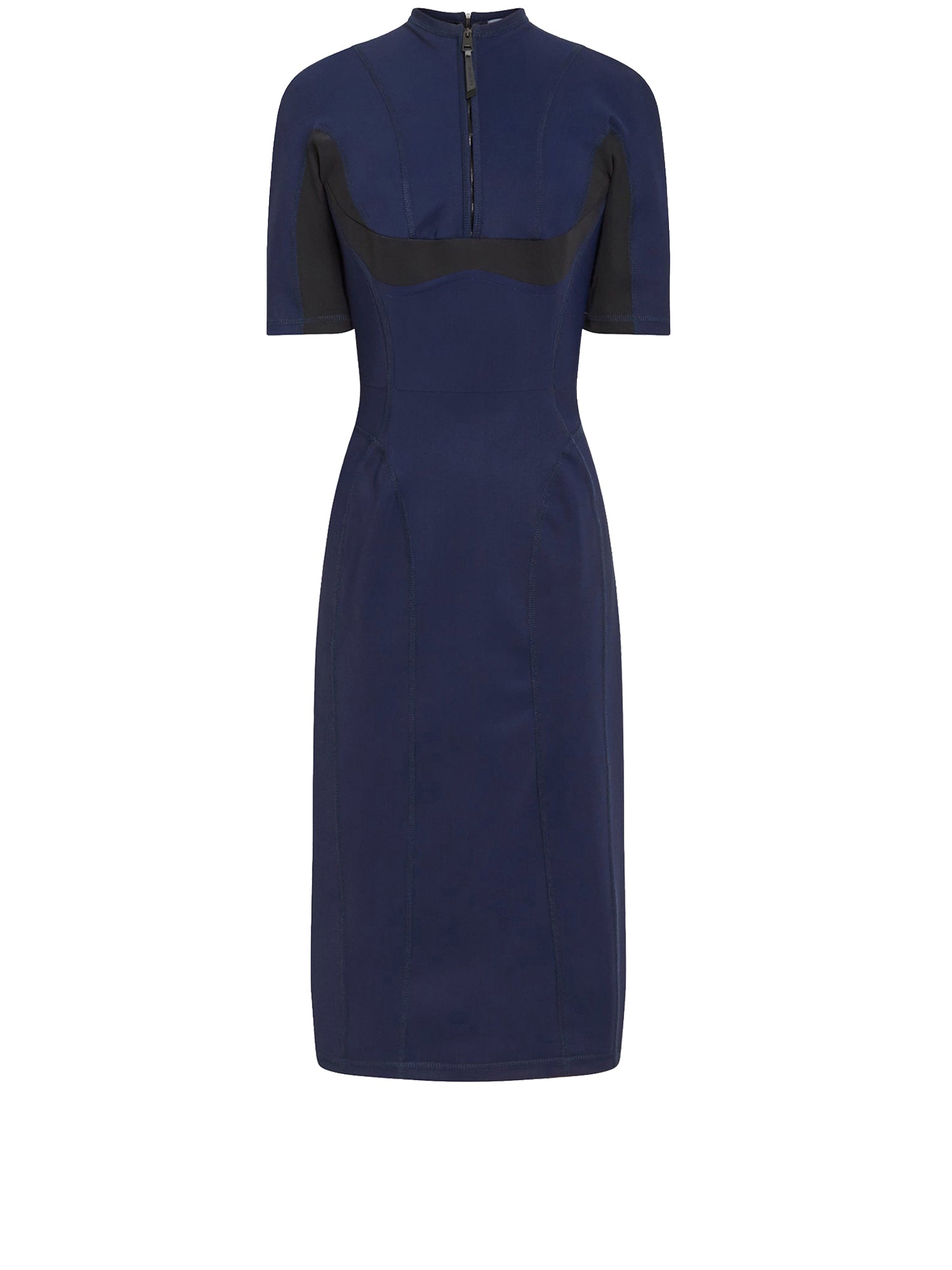 Robe midi en tissu technique avec surpiqȗres - Navy & Noir