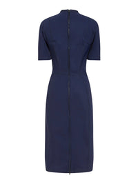 Robe midi en tissu technique avec surpiqȗres - Navy & Noir