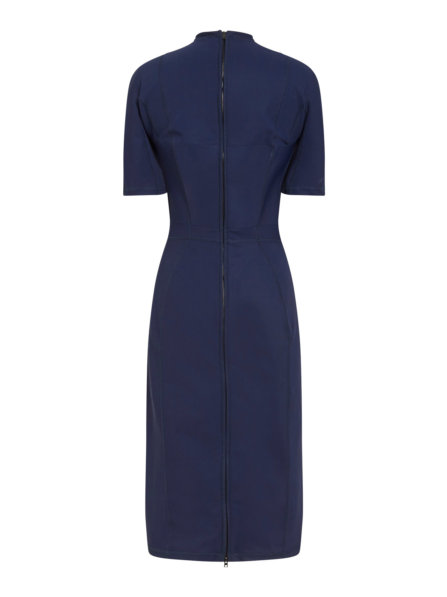 Robe midi en tissu technique avec surpiqȗres - Navy & Noir