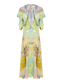 Robe asymétrique en crêpe imprimé - Pink & Jaune