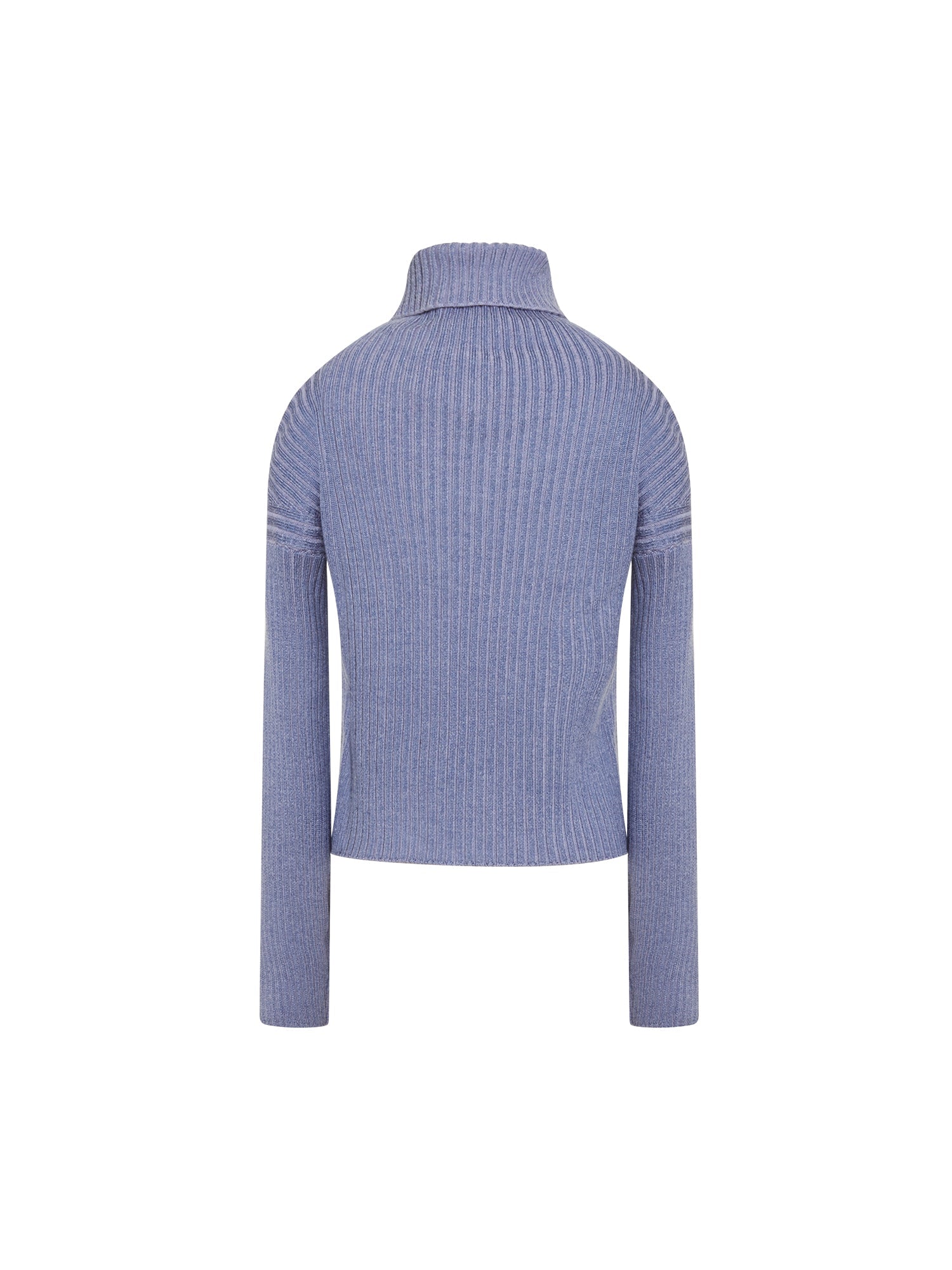 Pull col roulé côtelé en laine mélangée - Lilas