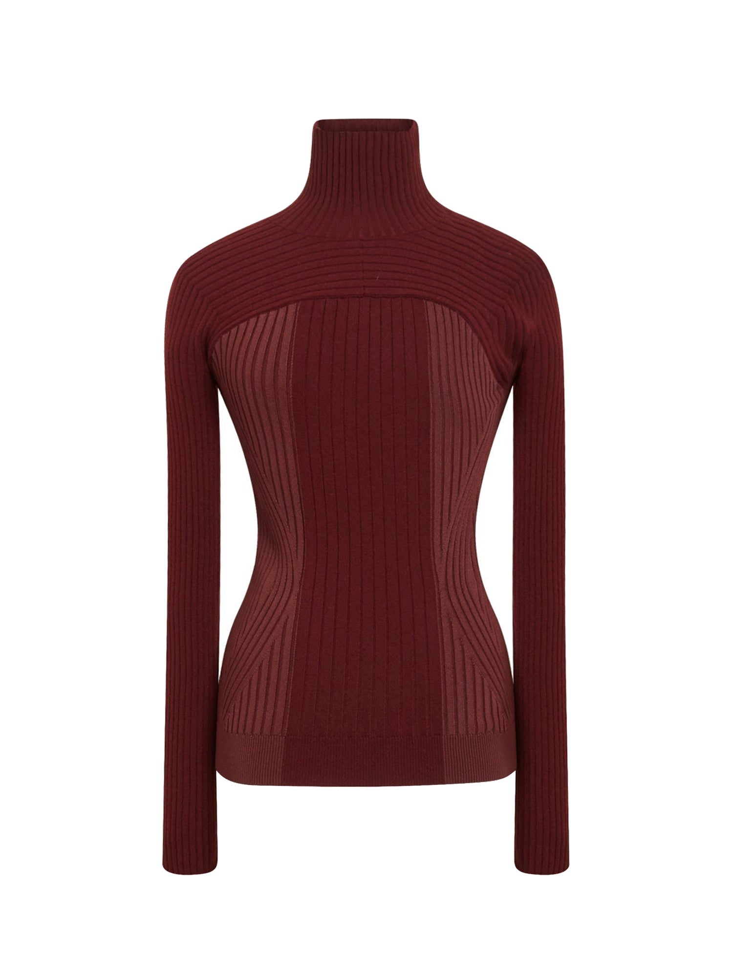 Pull col roulé en laine mérinos - Bordeaux