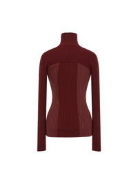 Pull col roulé en laine mérinos - Bordeaux