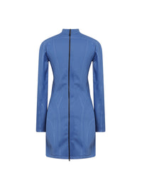 Robe en jersey embossé - Bleu foncé