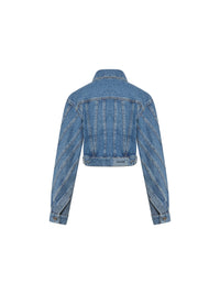 Blouson court en jean spirale - Bleu Medium