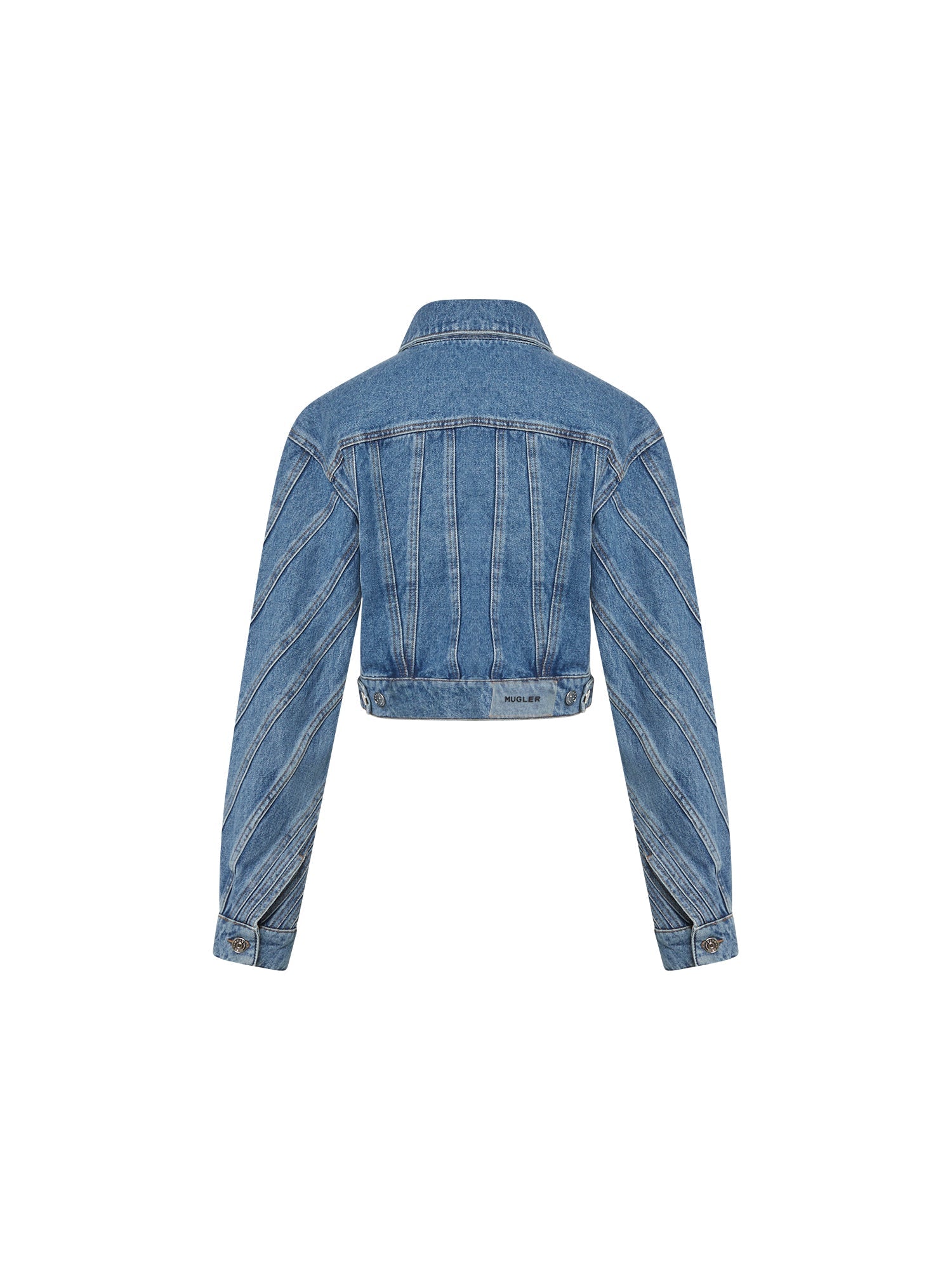 Blouson court en jean spirale - Bleu Medium