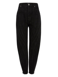 Jean spirale taille haute coupe fuselée - Noir