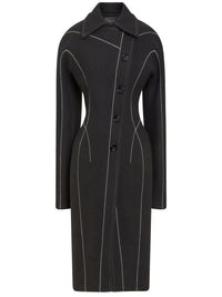 Manteau tailleur avec surpiqȗres en laine - Noir