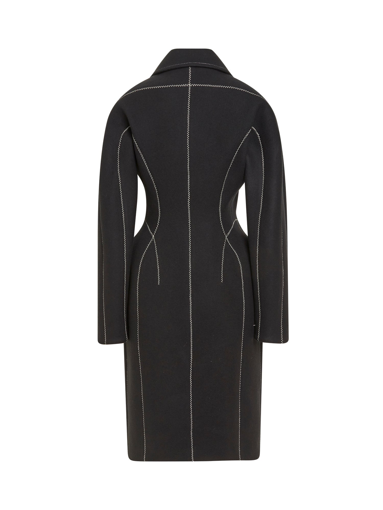 Manteau tailleur avec surpiqȗres en laine - Noir