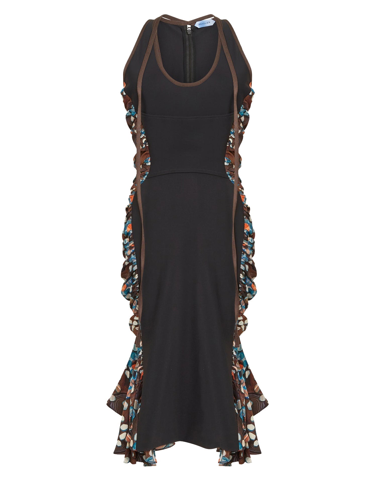 Robe midi en soie imprimée à bretelles - Stone flower