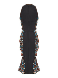 Robe midi en soie imprimée à bretelles - Stone flower