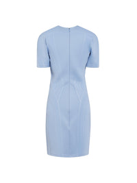 Robe à manches courtes en jersey embossé - Bleu Mugler