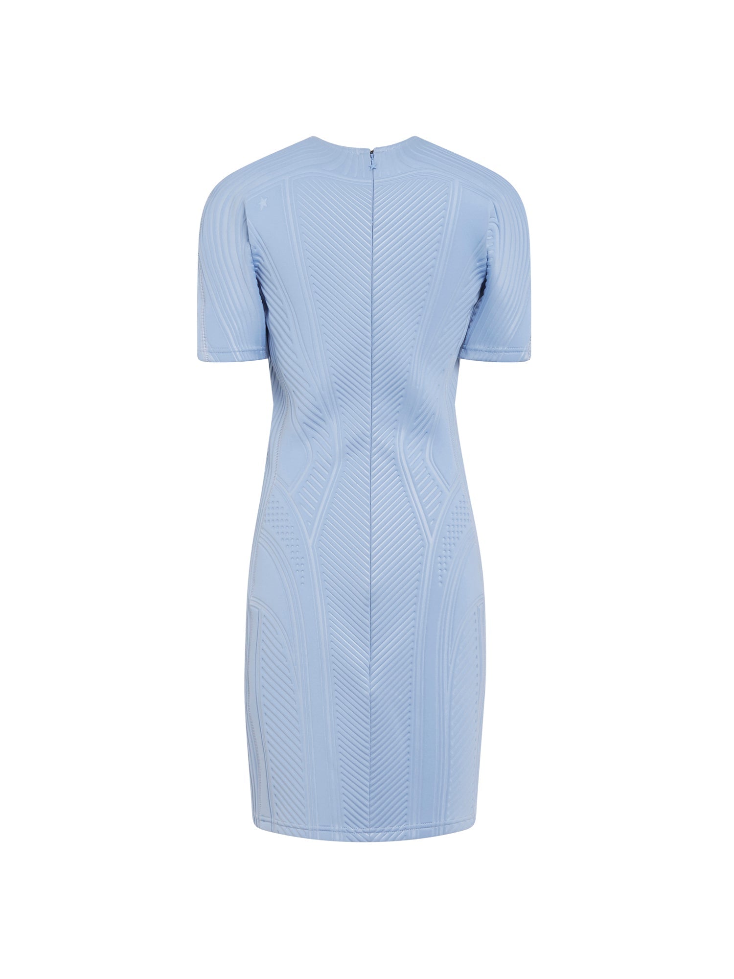 Robe à manches courtes en jersey embossé - Bleu Mugler