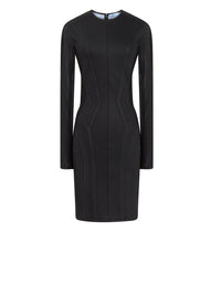 Robe à manches longues en jersey embossé - Noir