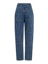 Jean spirale taille haute coupe fuselée - Bleu Medium