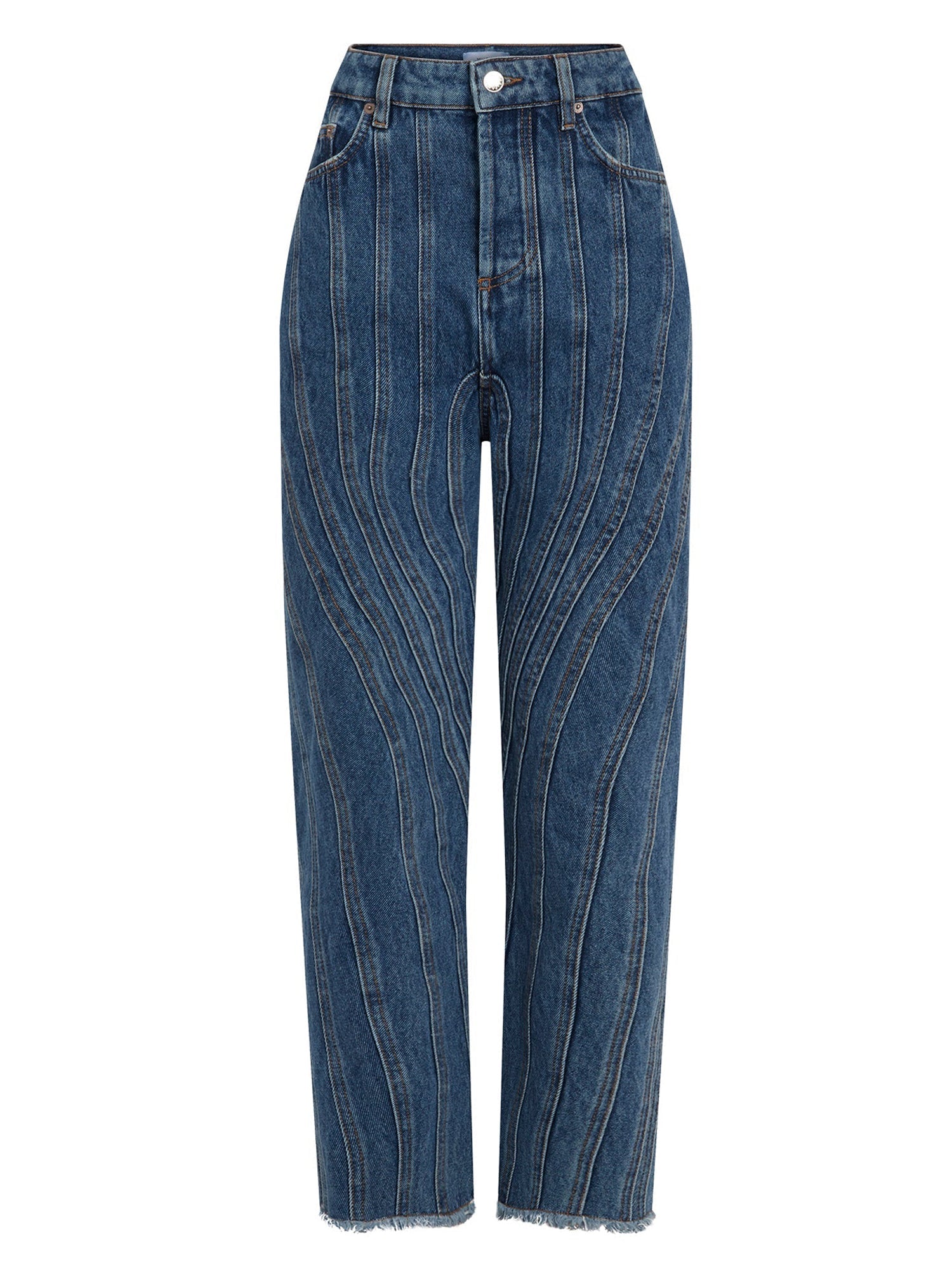 Jean spirale taille basse coupe fuselée - Bleu Brut