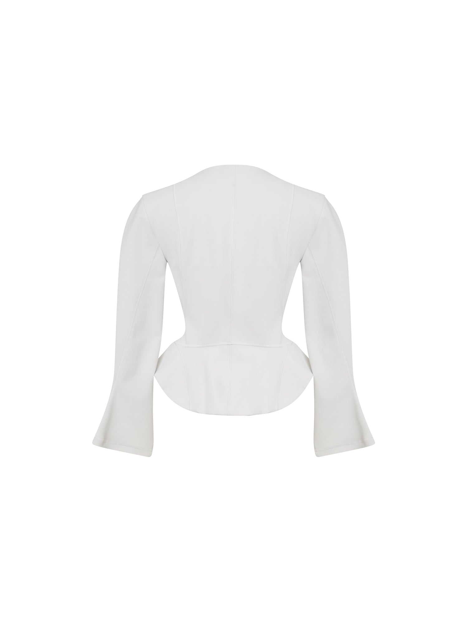 Top bi-couleur à manches cloche - Blanc & Beige