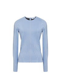 Top à manches longues en jersey embossé - Bleu Mugler