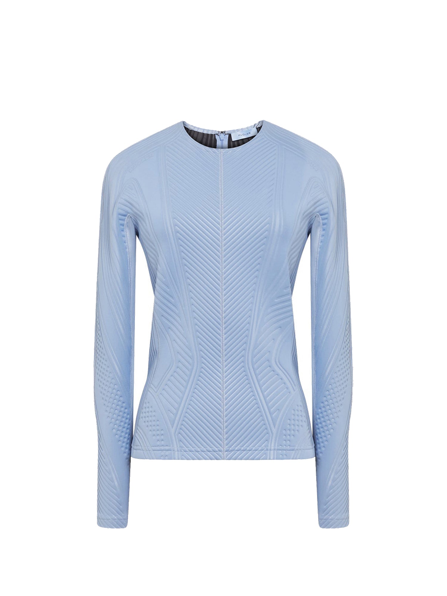 Top à manches longues en jersey embossé - Bleu Mugler
