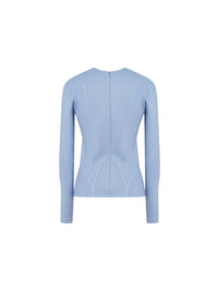 Top à manches longues en jersey embossé - Bleu Mugler