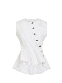 Top en denim spirale - Blanc