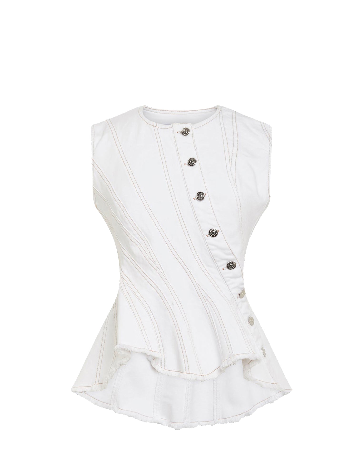 Top en denim spirale - Blanc