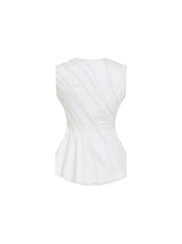 Top en denim spirale - Blanc
