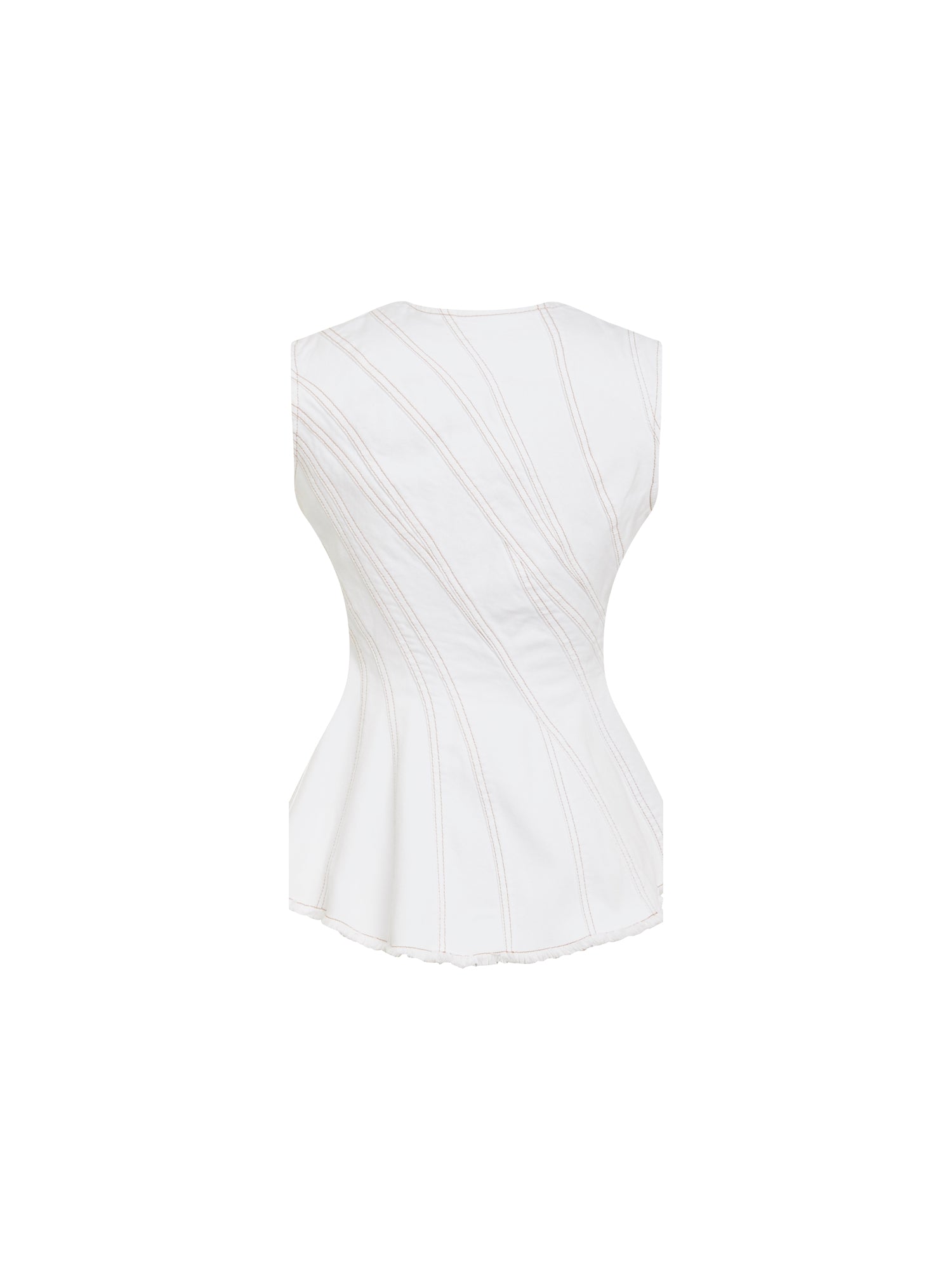 Top en denim spirale - Blanc