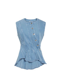Top en denim spirale - Bleu Mugler