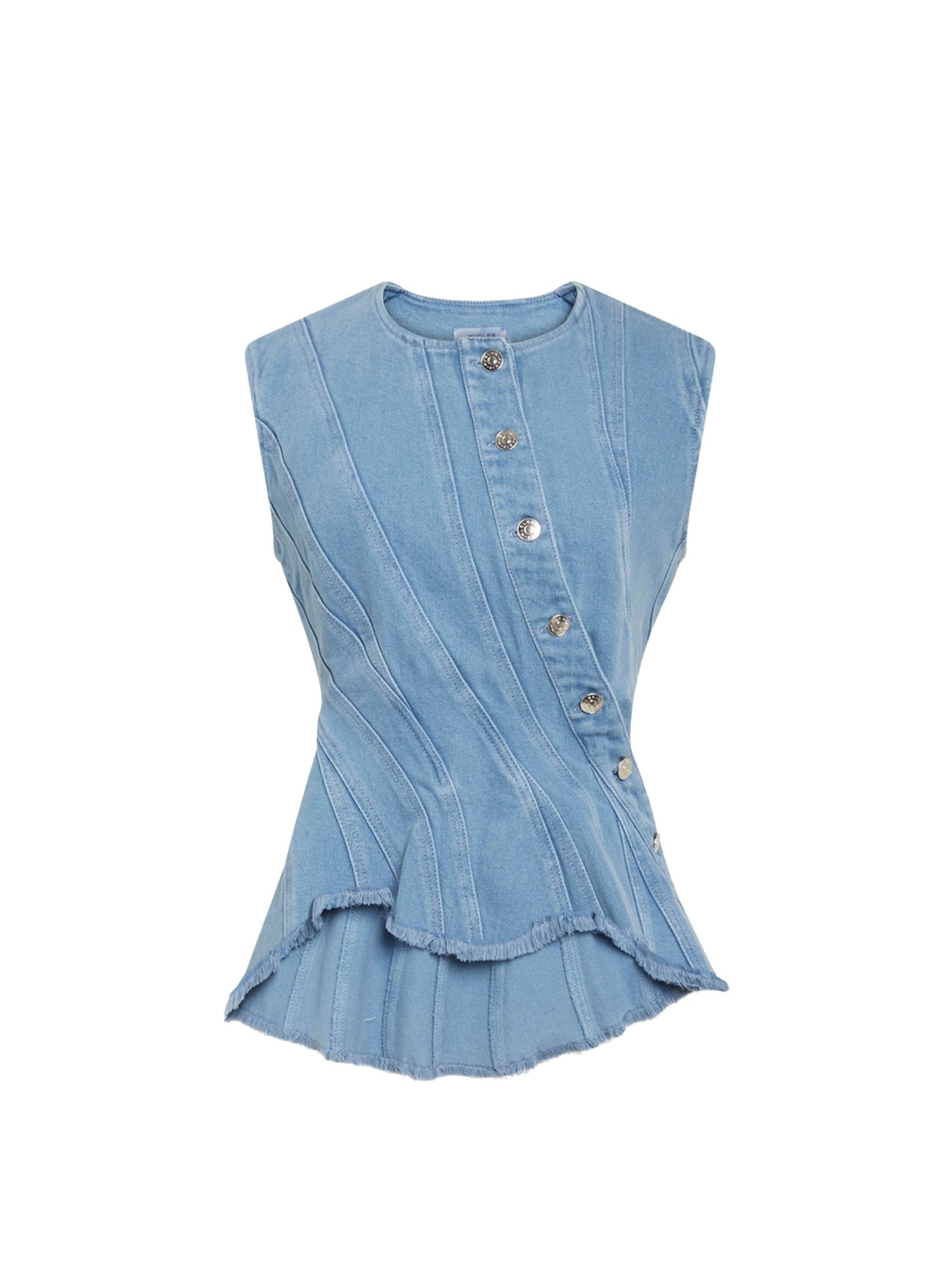 Top en denim spirale - Bleu Mugler