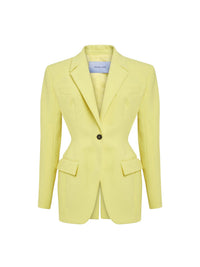 Veste tailleur en scuba coupe ajustée - Jaune