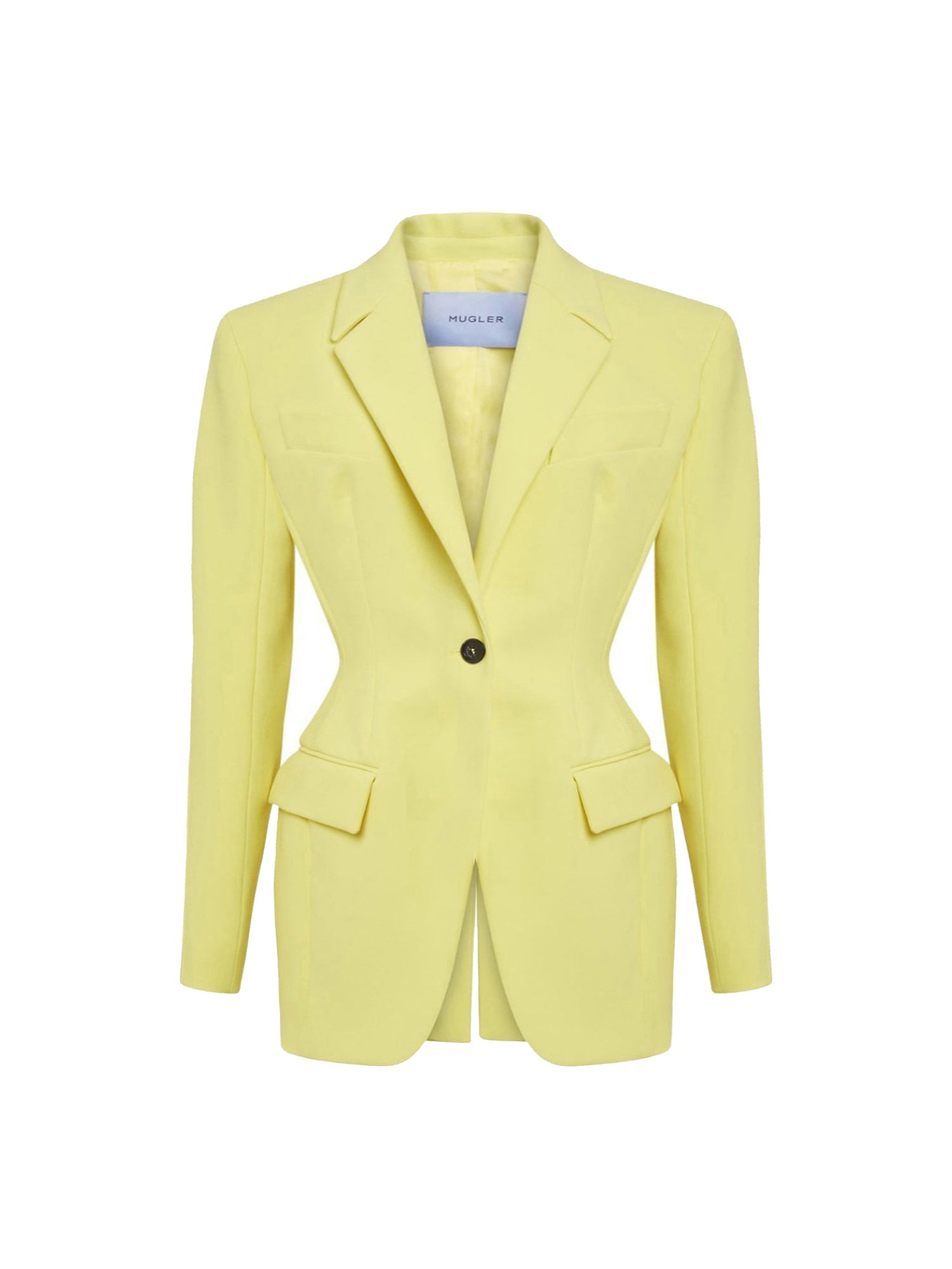Veste tailleur en scuba coupe ajustée - Jaune