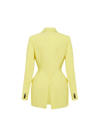 Veste tailleur en scuba coupe ajustée - Jaune