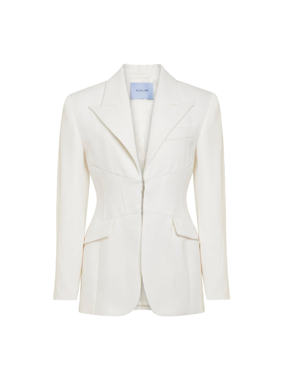 Veste tailleur en laine vierge coupe ajustée - Blanc