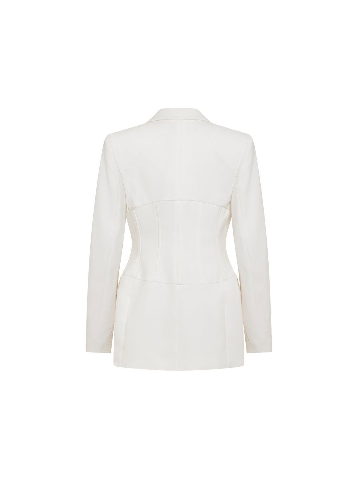 Veste tailleur en laine vierge coupe ajustée - Blanc