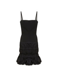 Robe courte froncée à bretelles - Noir