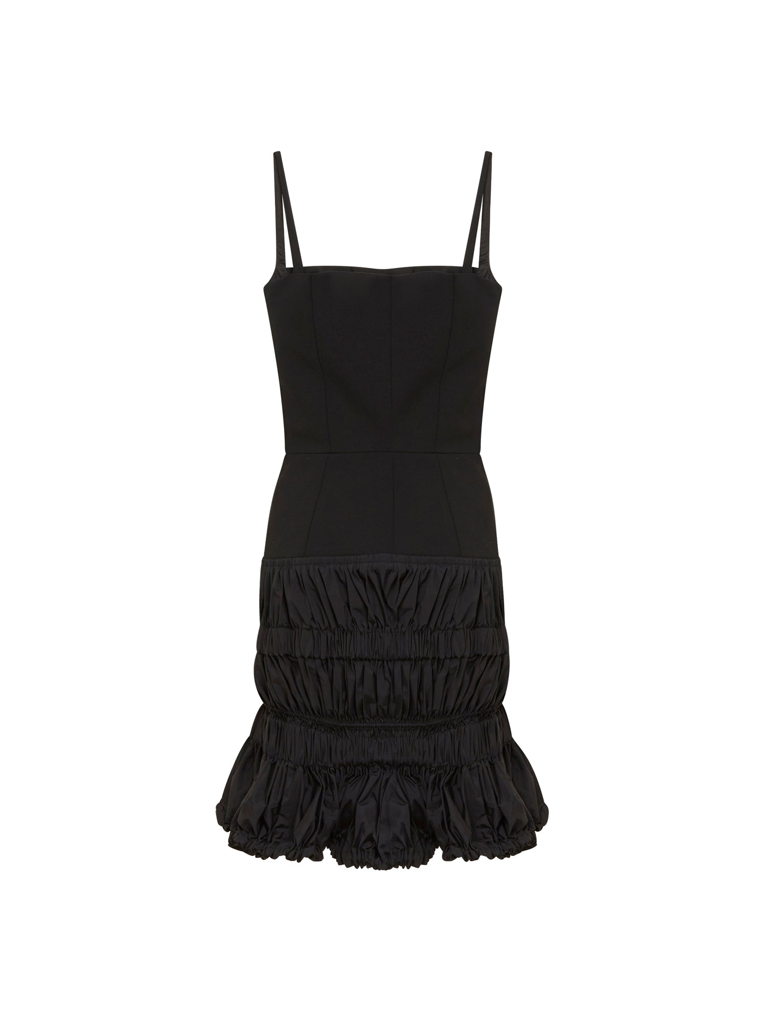 Robe courte froncée à bretelles - Noir