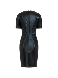 Robe manches courtes en jersey embossé brillant - Noir