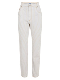 Jean spirale taille basse coupe fuselée - Blanc