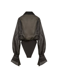 Body-chemise en soie - Noir