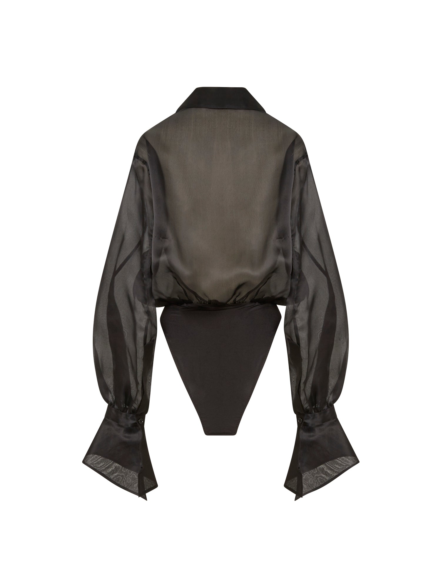Body-chemise en soie - Noir