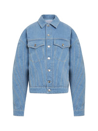 Blouson en jean spirale coupe ample - Bleu Mugler