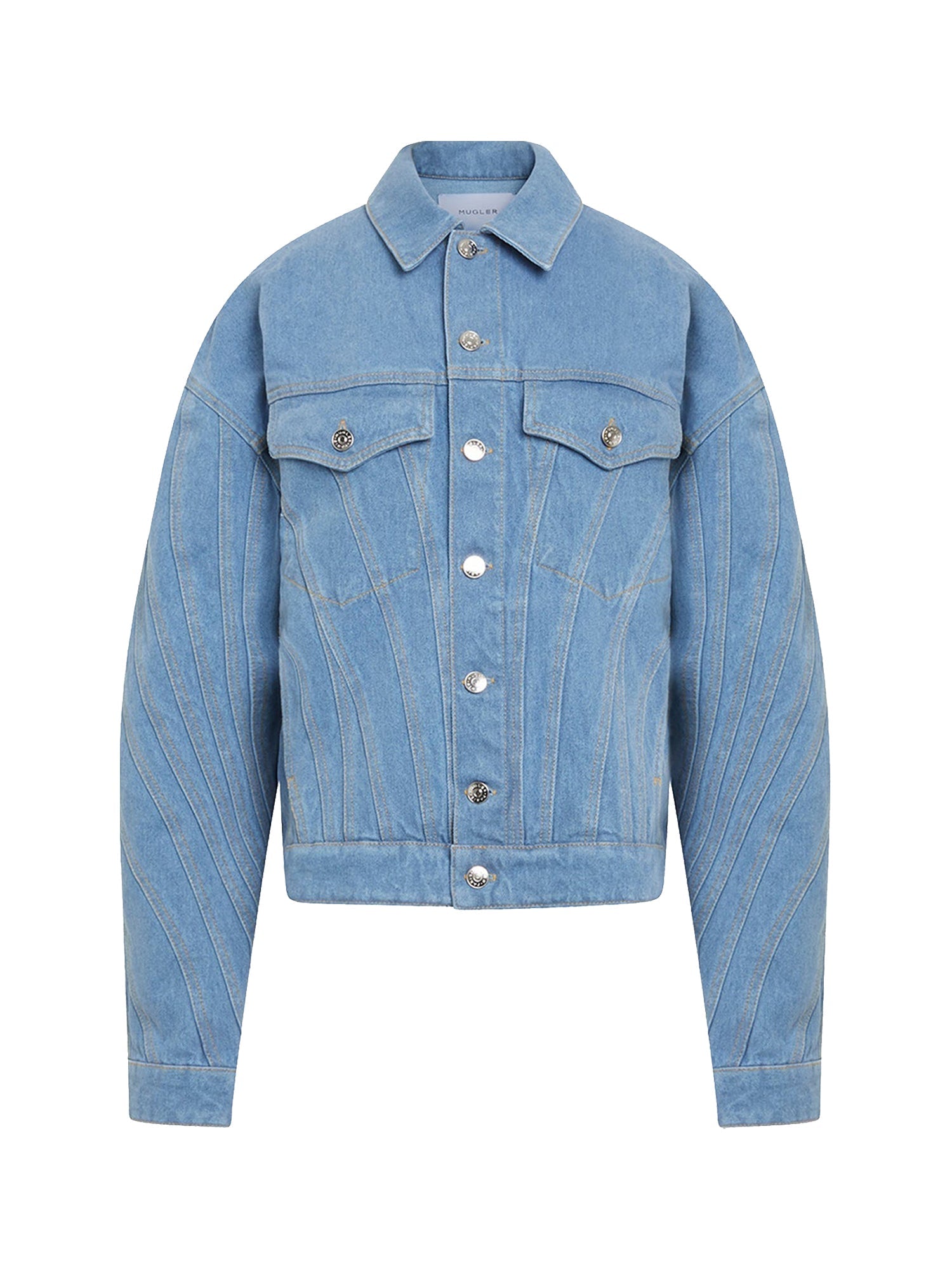 Blouson en jean spirale coupe ample - Bleu Mugler