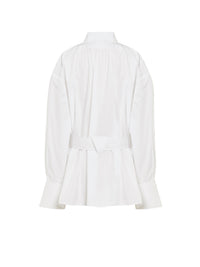 Chemise ample ceinturée en popeline de coton - Blanc Optique