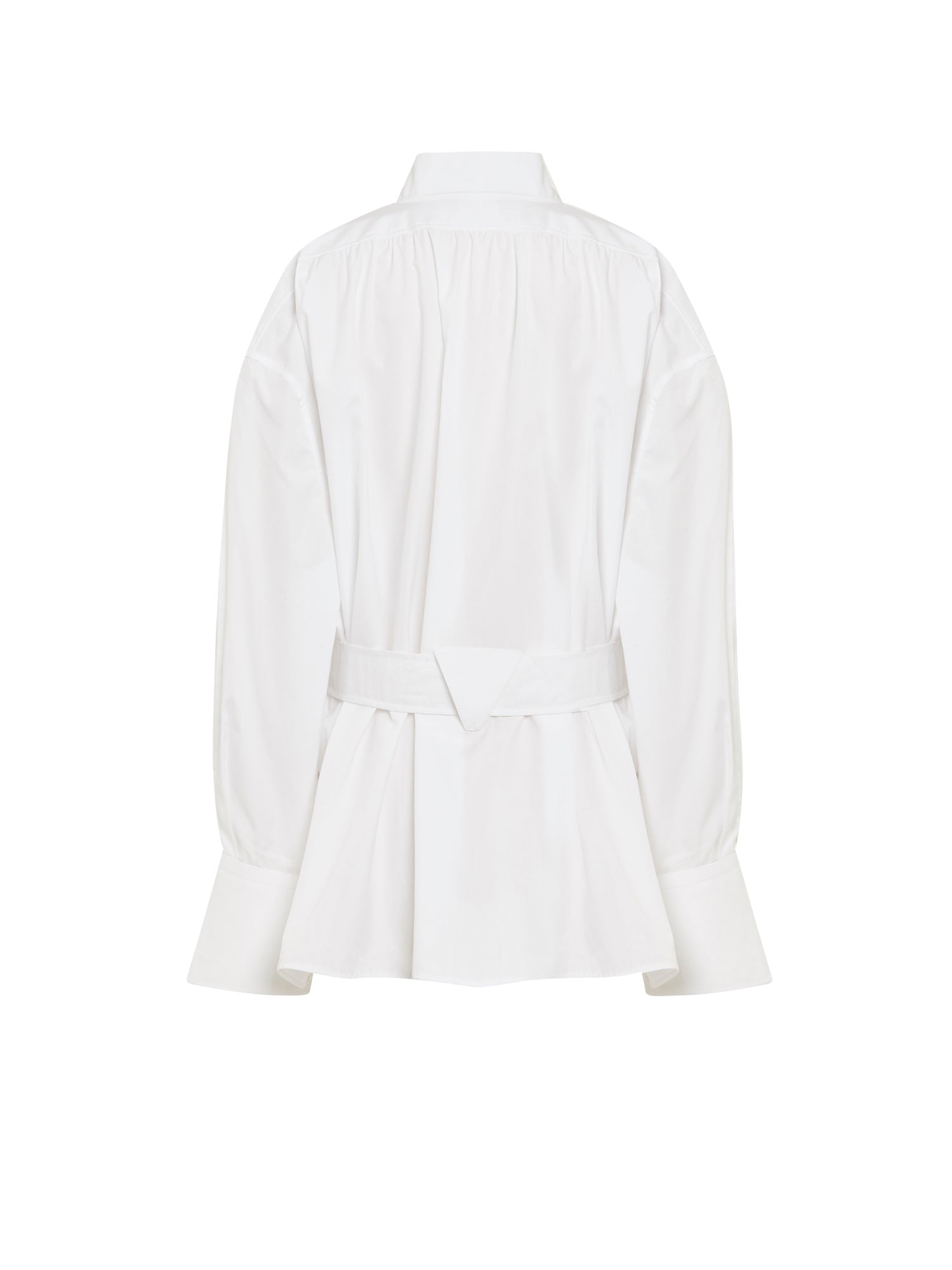 Chemise ample ceinturée en popeline de coton - Blanc Optique